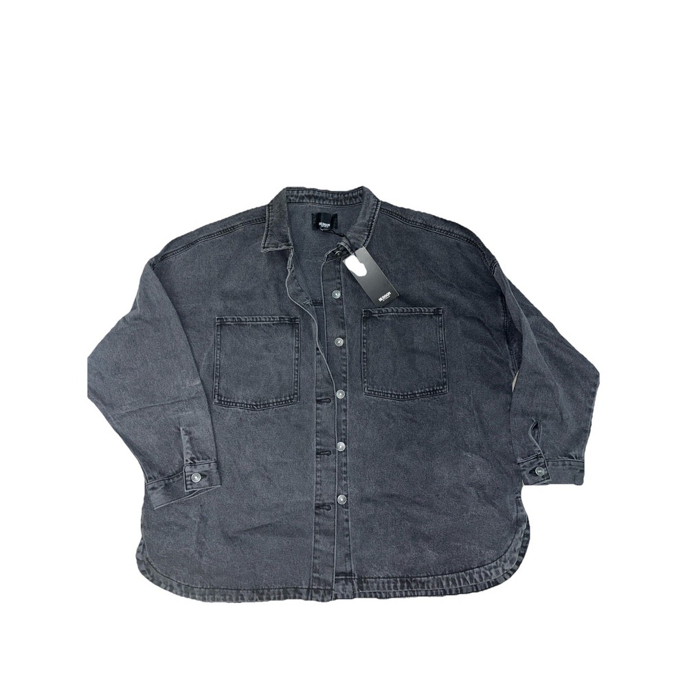 NWT Women's‎ Black Washed HUDSON Oversized Denim Jacket Size XXL